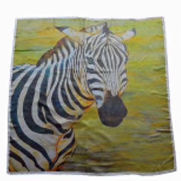 Zebra print on scarf - Widht 100 cm, Length 100 cm.