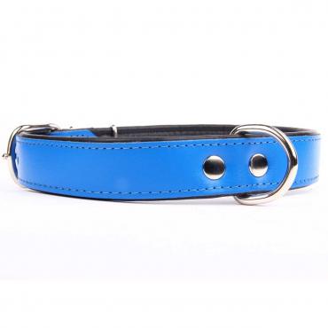 Hundehalsband Leder basic blau-schwarz 44x1,6